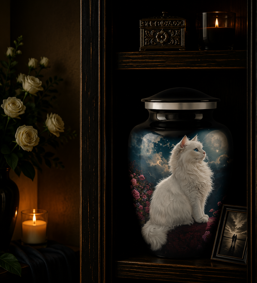 Urne „Weiße Katze“
